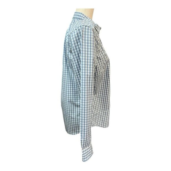 UNTUCKIT Womens Crispo Gingham Checkered Button Down Top~Size 6~Blue White - Picture 5 of 11
